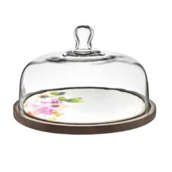 Godinger Enamel & Wood Covered Cake Dome