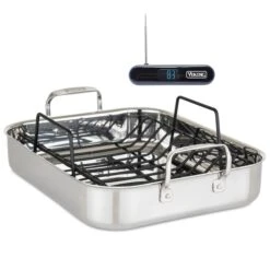 Viking 3-Ply Stainles Steel Roaster With Rack And Bonus Digital Thermometer