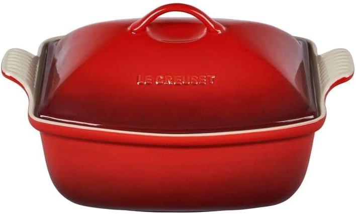 Le Creuset Heritage Deep Covered Rectangular Baker, Cerise 1 Le Creuset Heritage Deep Covered Rectangular Baker, Cerise