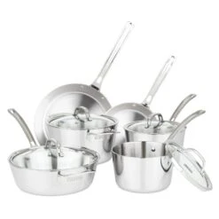 Viking Contemporary 3-Ply Stainless Steel 10-Piece Cookware Set With Glass Lids