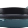 Ayesha Curry Home Cast Iron 12" Skillet W/pour Spouts Twilight Teal Blue Metallic