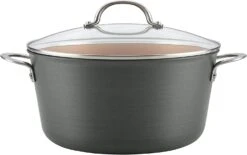 Ayesha Curry Home Collection Hard Anodized Nonstick Stock Pot/Stockpot With Lid, 10 Quart, Charcoal Gray