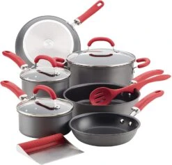 Rachael Ray Create Delicious Hard Anodized Nonstick Cookware Pots And Pans Set, 11 Piece