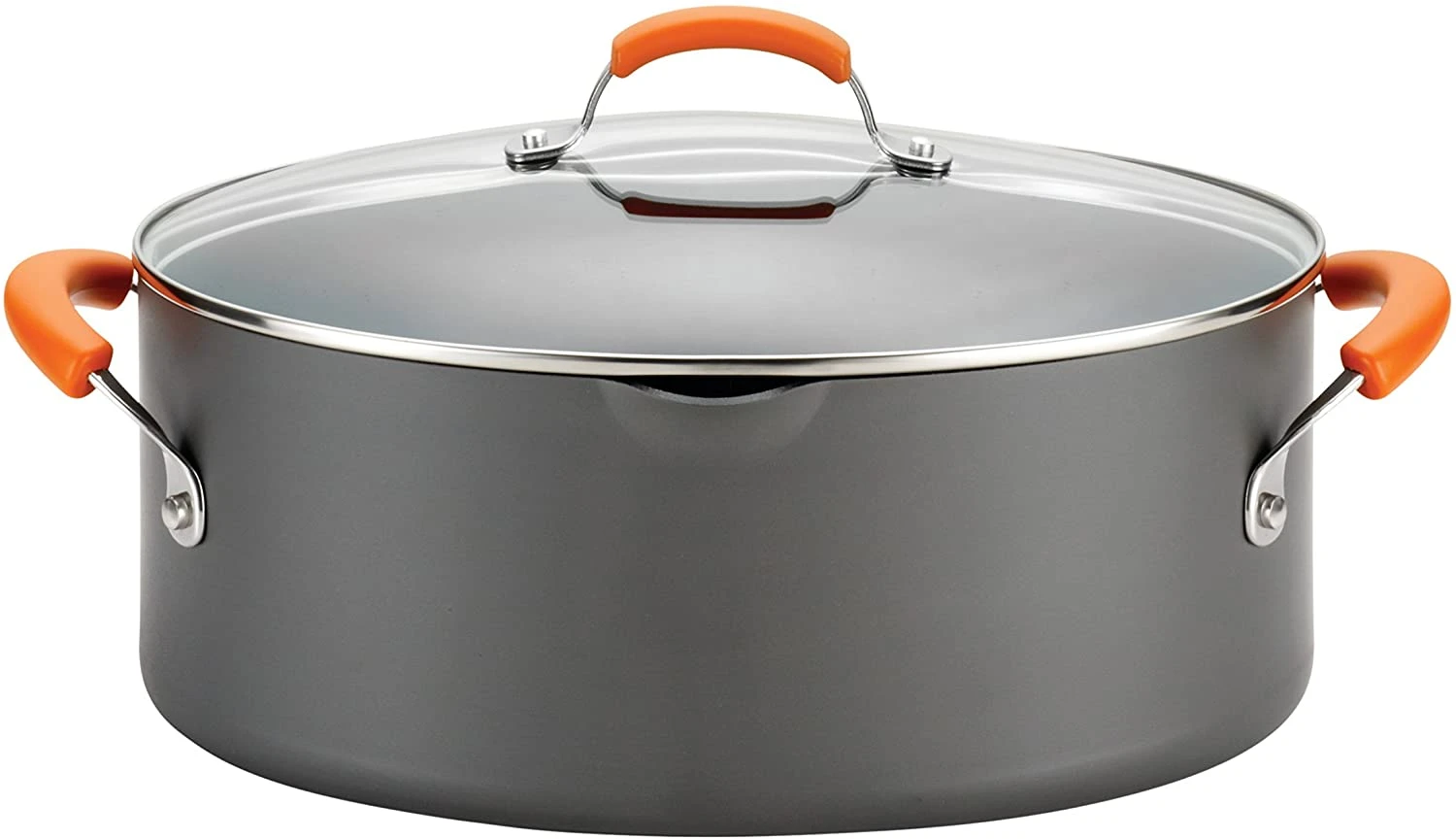 Rachael Ray Hard Anodized Orange Handles 8 Qt. Covered Oval Pasta Pot With Pour Spout 1 Rachael Ray Hard Anodized Orange Handles 8 Qt. Covered Oval Pasta Pot With Pour Spout