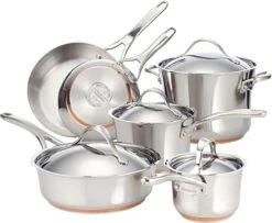 Anolon Nouvelle Stainless Steel Cookware Pots And Pans Set, 10 Piece