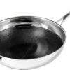 Black Cube Hybrid Stainless Steel Wok With Nonstick Coating And Helper Handle, 12.5 Inches