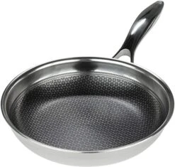 Black Cube Hybrid Stainless Steel Frying Pan With Nonstick Coating, Oven-Safe Cookware