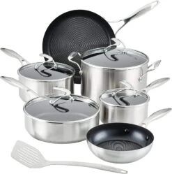 Circulon SteelShield S-Series Stainless Steel Hybrid Nonstick 10-Piece Cookware Set With Bonus Utensil