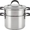 Circulon Momentum Stainless Steel Sauce Pan/Saucepan With Steamer Insert, 3 Quart, Silver