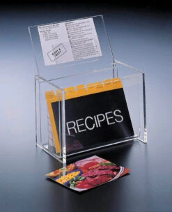 Huang Acrylic Lid-Display Recipe Card Box, With Cards