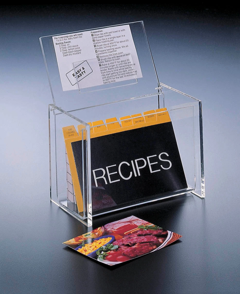 Huang Acrylic Lid-Display Recipe Card Box, With Cards 1 Huang Acrylic Lid-Display Recipe Card Box, With Cards