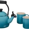 Le Creuset Enamel On Steel Demi Kettle & Stoneware Set Of 2 Mugs, 1.25 Qt. Kettle & (2) 14 Oz.