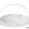 Lucite By Design Round Cake Dome And Grey Marble Base