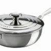 Le Creuset 3.5 Quart Stainless Steel Saucier Pan With Lid & Helper Handle